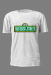 Exclusive "BLESSED ON EVERY STREET" Short-Sleeve Round Neck Cotton T-Shirt